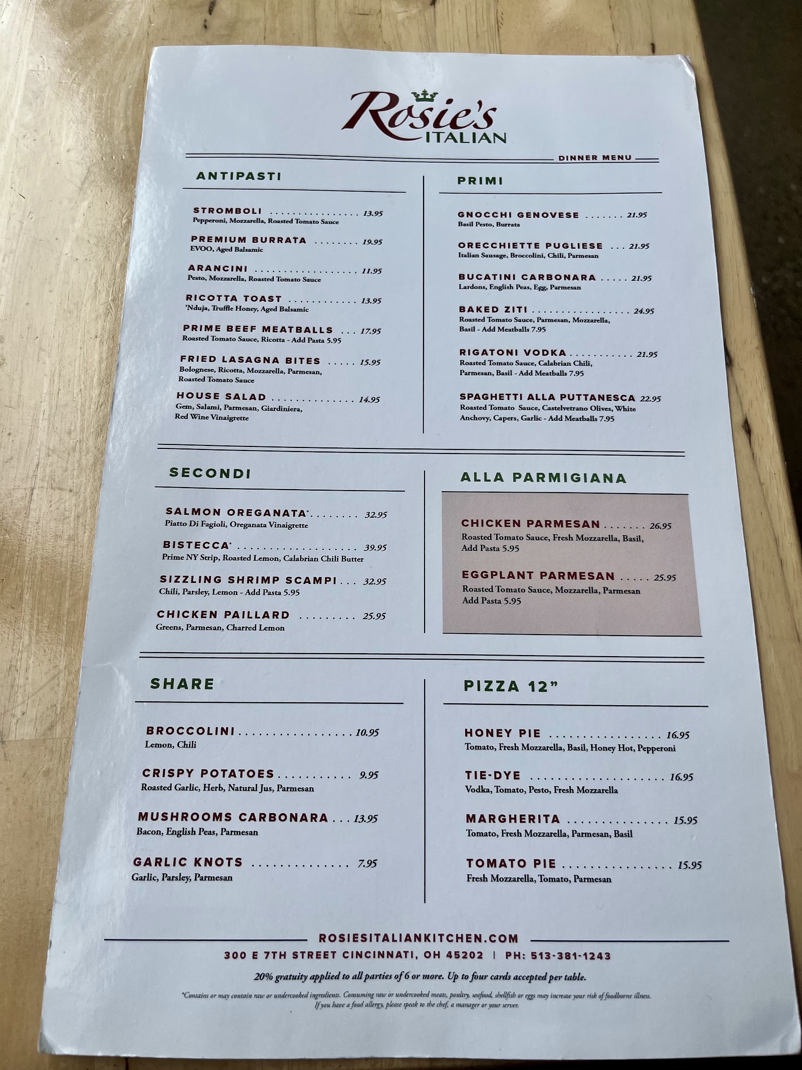 Rosie's Italian in Cincinnati